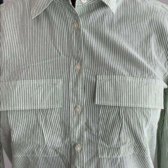 Green and white striped button-down - Picture 7 of 9